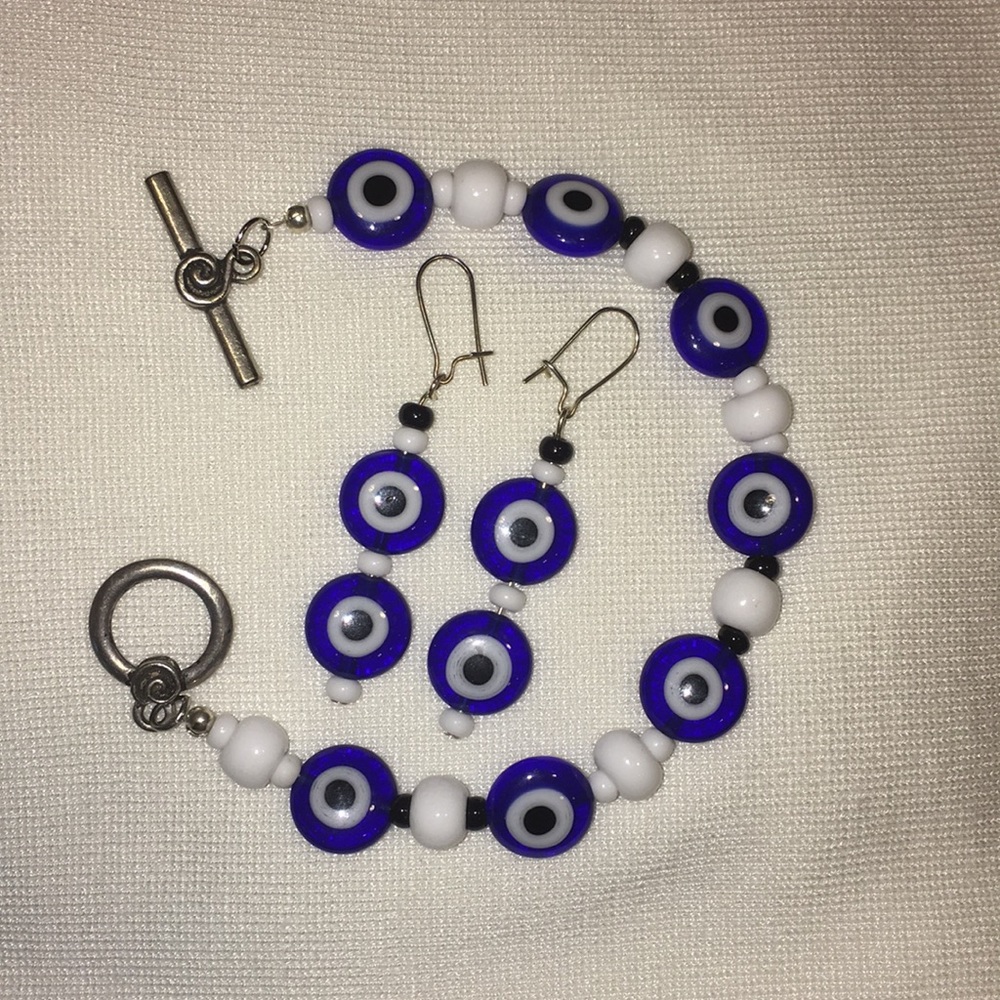 Evil Eye Bracelet with matching earrings